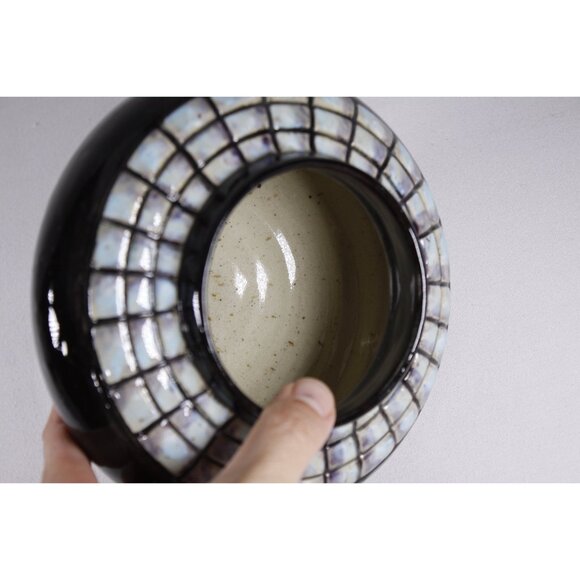Handmade opalescent painted pottery bowl, full moon home altar offering bowl - Picture 10 of 10